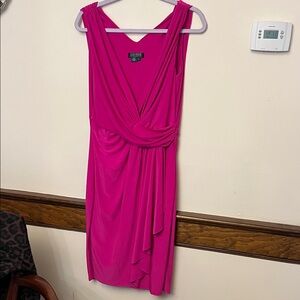 Lauren Ralph Lauren Hot Pink Twist-Front Midi Dress